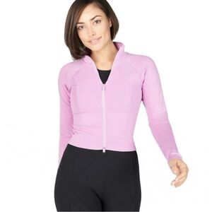 Fabletics Nixie Crop Sculpt Knit Workout Compression Jacket Navy Large NWT